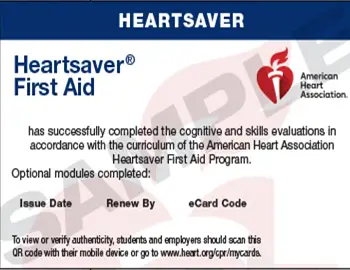 HeartSaver First Aid Certification